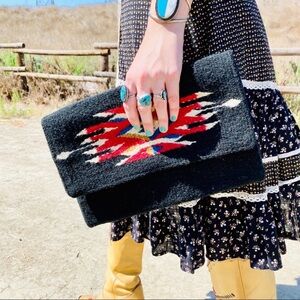 Brown Chimayo-style Wool Clutch Purse*